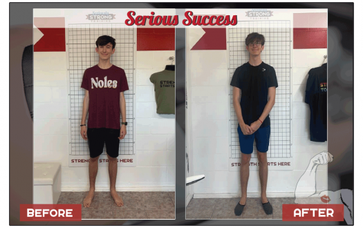 Tripp's before-and-after weight loss transformation photo from a Seriously Strong Training success story
