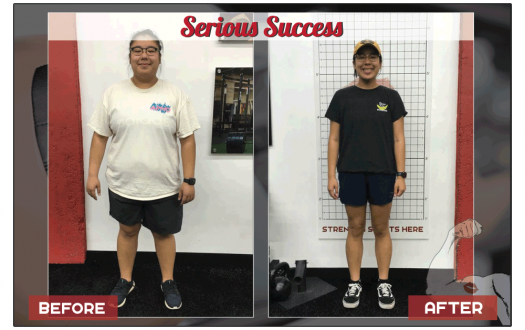Ann's before-and-after weight loss transformation photo from a Seriously Strong Training success story