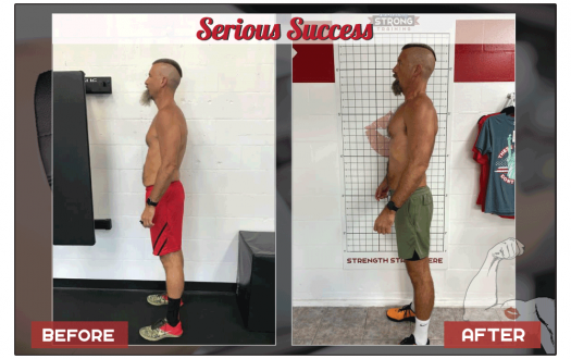 Doug's before-and-after weight loss transformation photo from a Seriously Strong Training success story