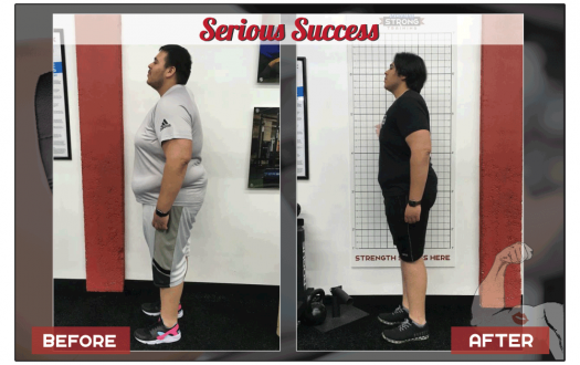 Eddie's before-and-after weight loss transformation photo from a Seriously Strong Training success story