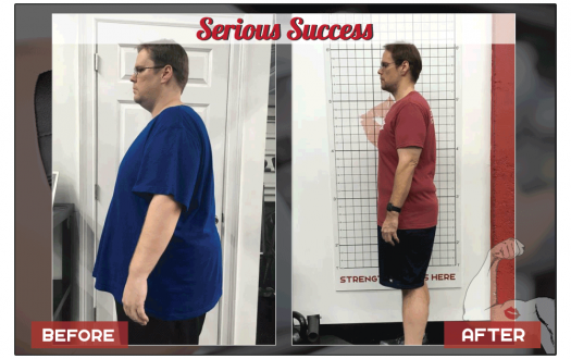 Joseph's before-and-after weight loss transformation photo from a Seriously Strong Training success story