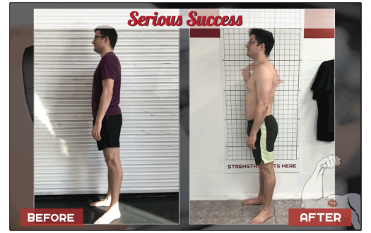 Nick's before-and-after weight loss transformation photo from a Seriously Strong Training success story